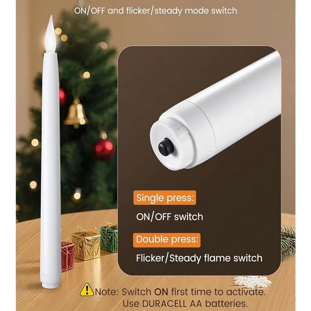 4 Pack Battery Operated Window Candles 5000K Cool White 12.8 inch Remote Timer - Picture 4 of 5